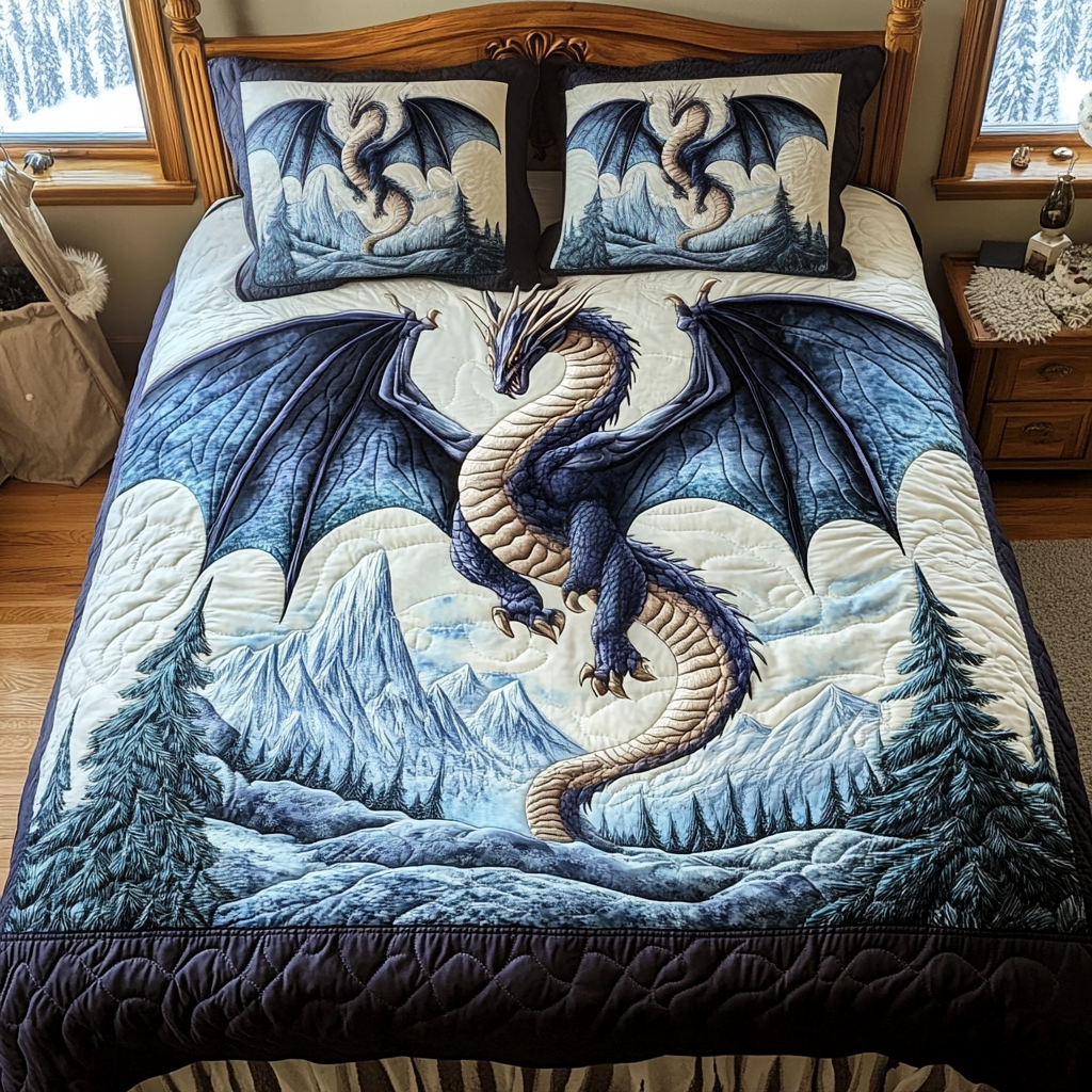 Dragon Crest Quilted Bedding Set - Single (59" x 70")