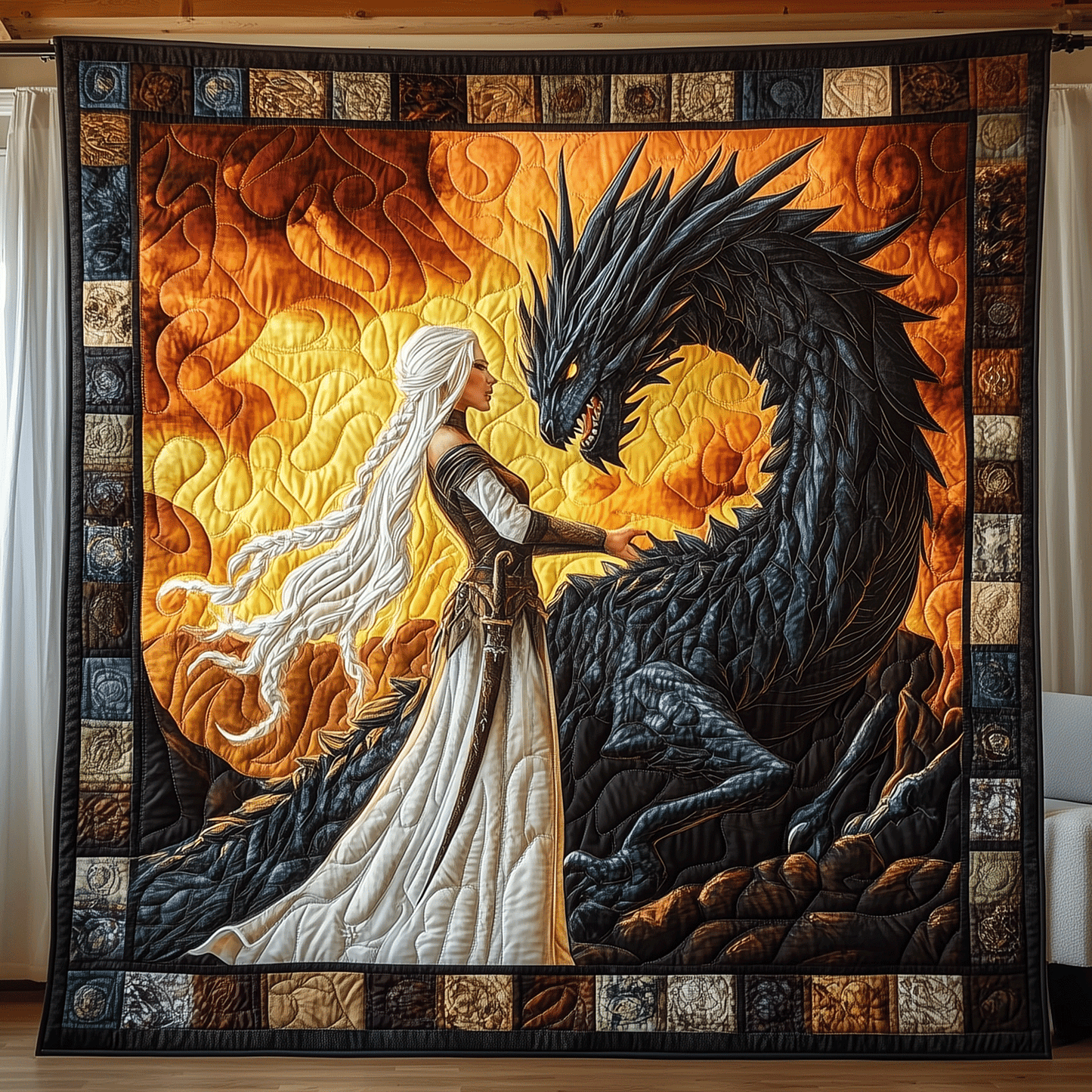 Dragon Guardian Quilted Blanket - Throw (55" x 60")