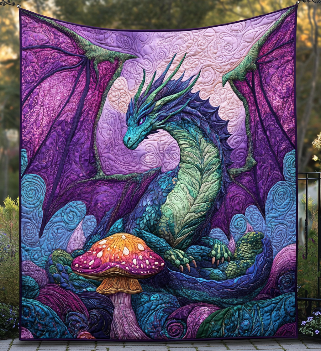 Dragon Landing Quilted Blanket - Throw (55" x 60")