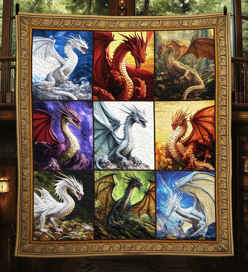 Dragon Symphony Quilted Blanket - Throw (55" x 60")