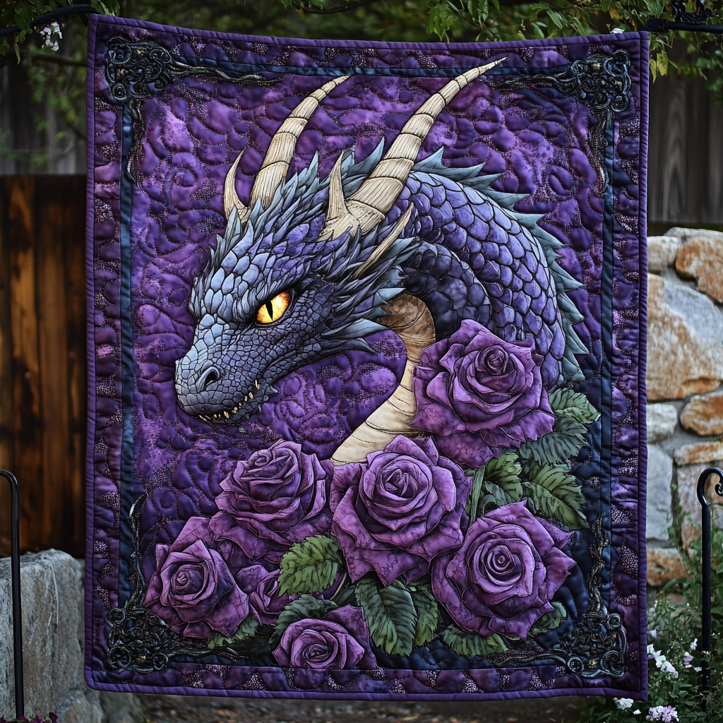 Dragon Violet Quilted Blanket - Throw (55" x 60")