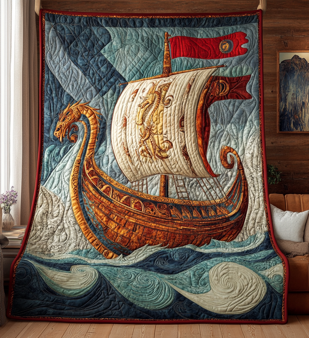 Dragon Voyage Quilted Blanket - Throw (55" x 60")