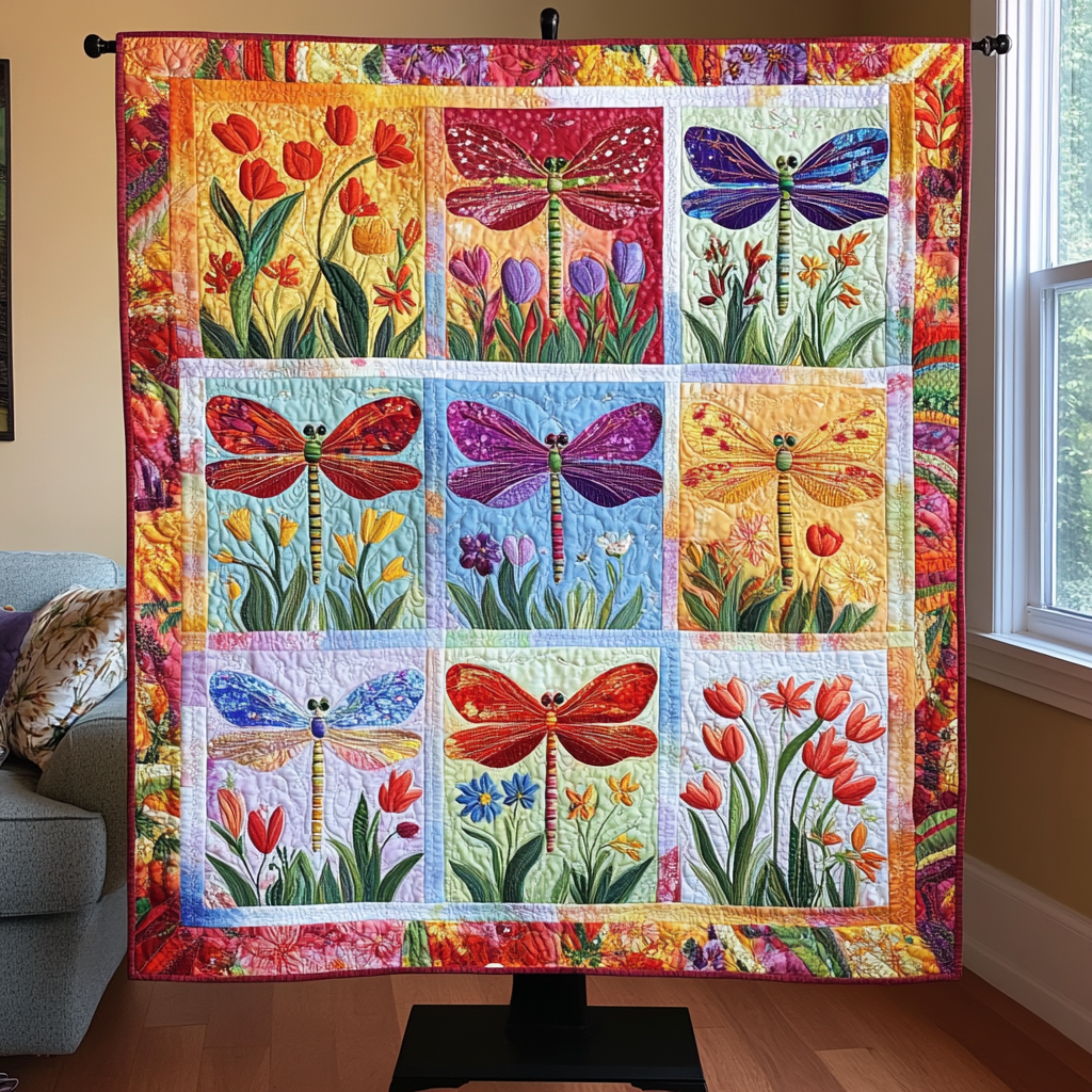 Dragonfly Dance Quilted Blanket - Baby (30" x 40")