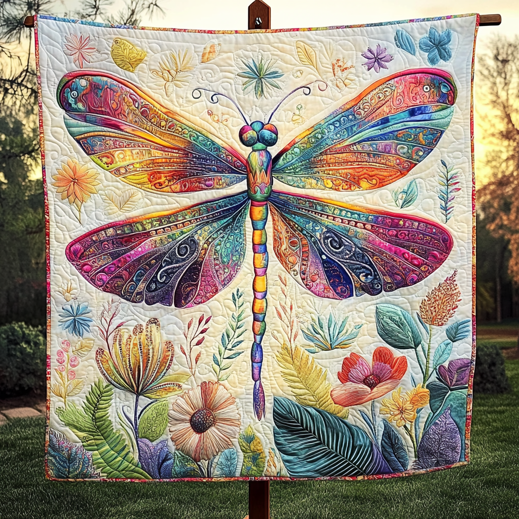Dragonfly Dreams Quilted Blanket - Throw (55" x 60")