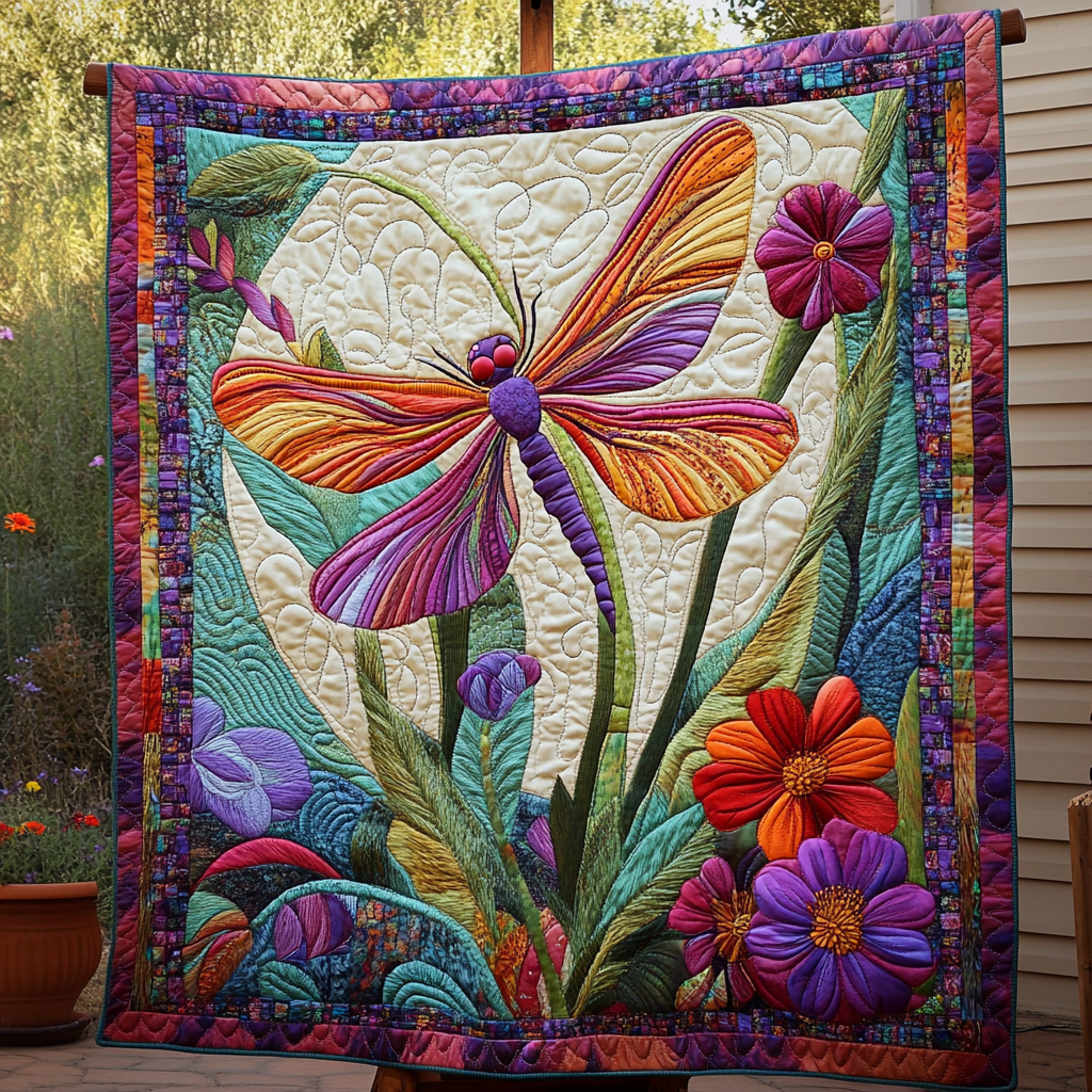 Dragonfly Dreams Quilted Blanket - Throw (55" x 60")
