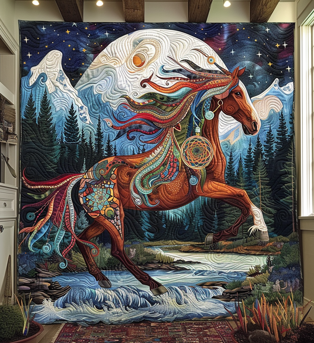 Dreamcatcher Horse Quilted Blanket - Throw (55" x 60")
