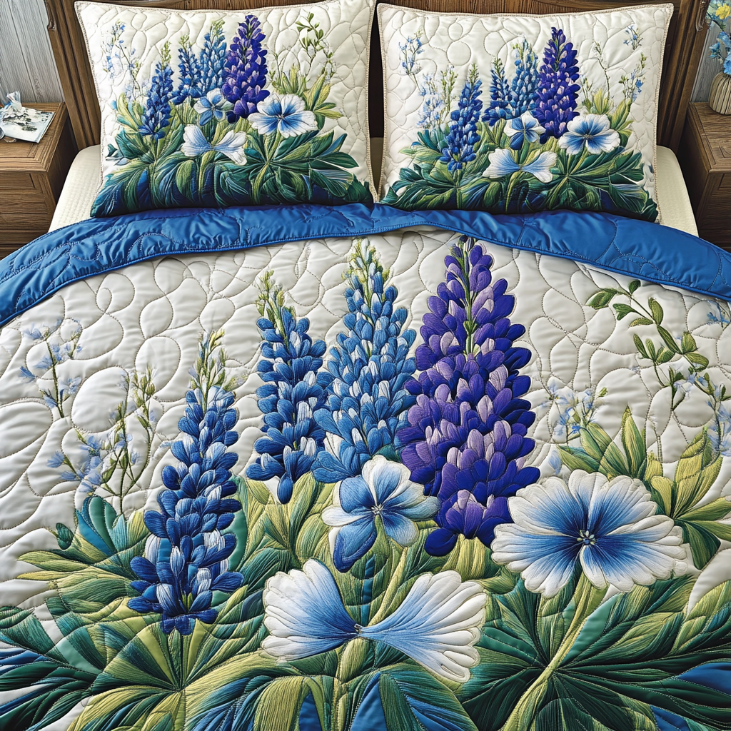 Dreaming Flowers 3-Piece Quilted Bedding Set - Single (59" x 70")
