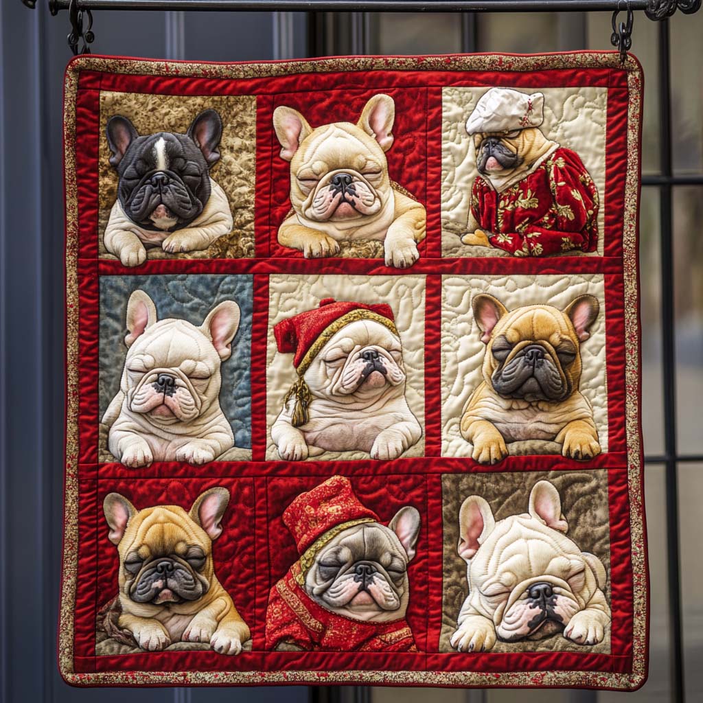 Dreamy Frenchies Quilted Blanket - Throw (55" x 60")