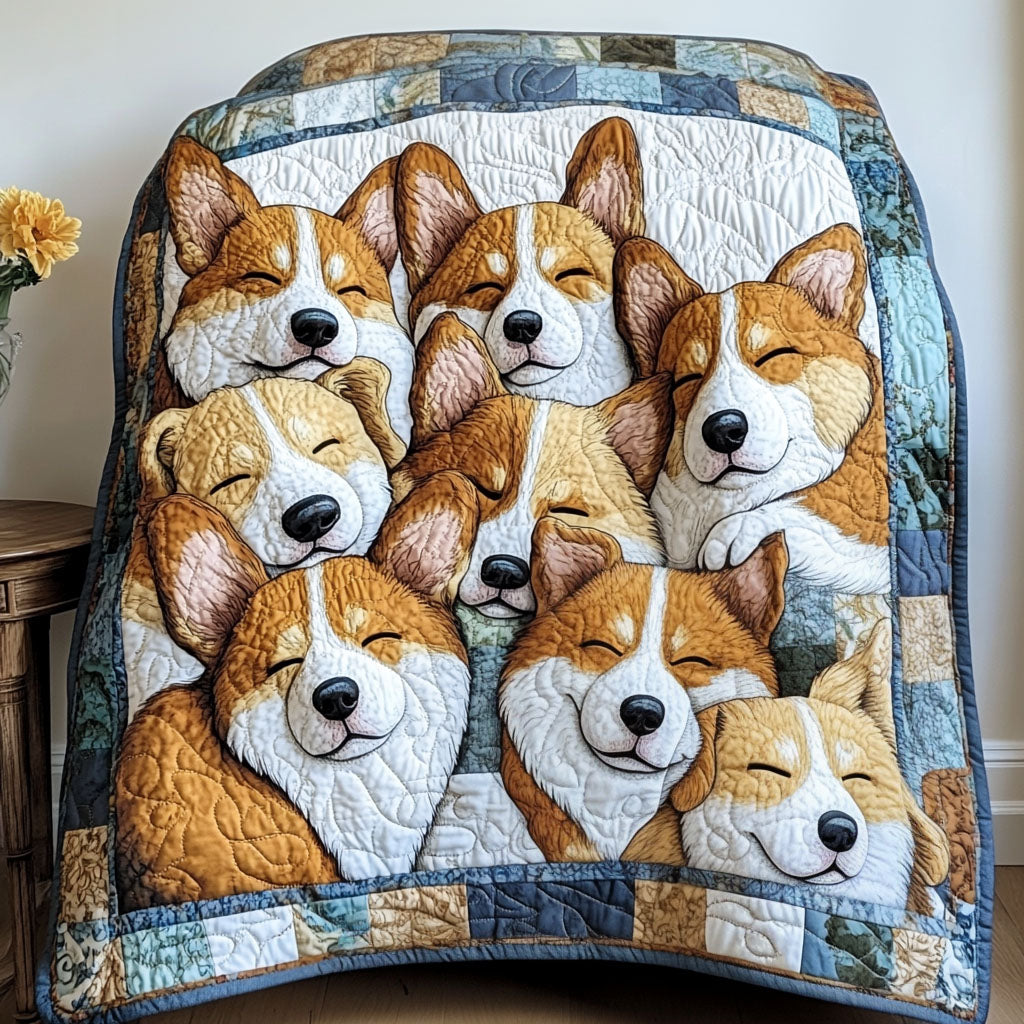 Dreamy Pup Pile Quilted Blanket - Throw (55" x 60")
