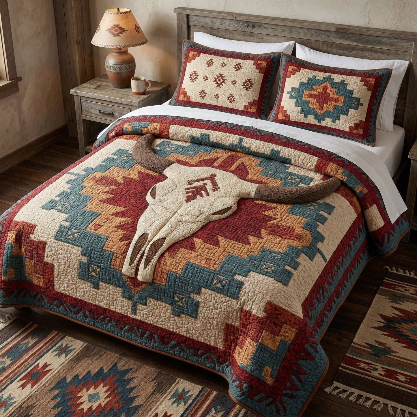 Dusty Skull 3-Piece Quilted Bedding Set - Single (59" x 70")