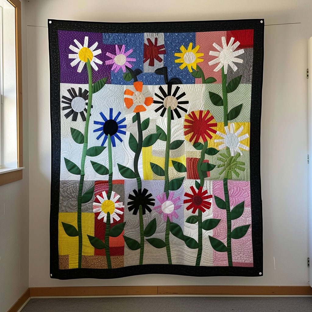 Dynamic Blooms Quilted Blanket - Throw (55" x 60")