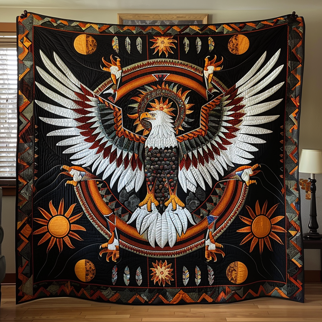 Eagle Sunburst Quilted Blanket - Throw (55" x 60")