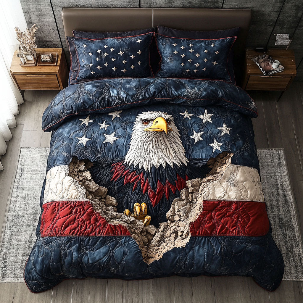 Eagle Freedom 3-Piece Quilted Bedding Set - Single (59" x 70")
