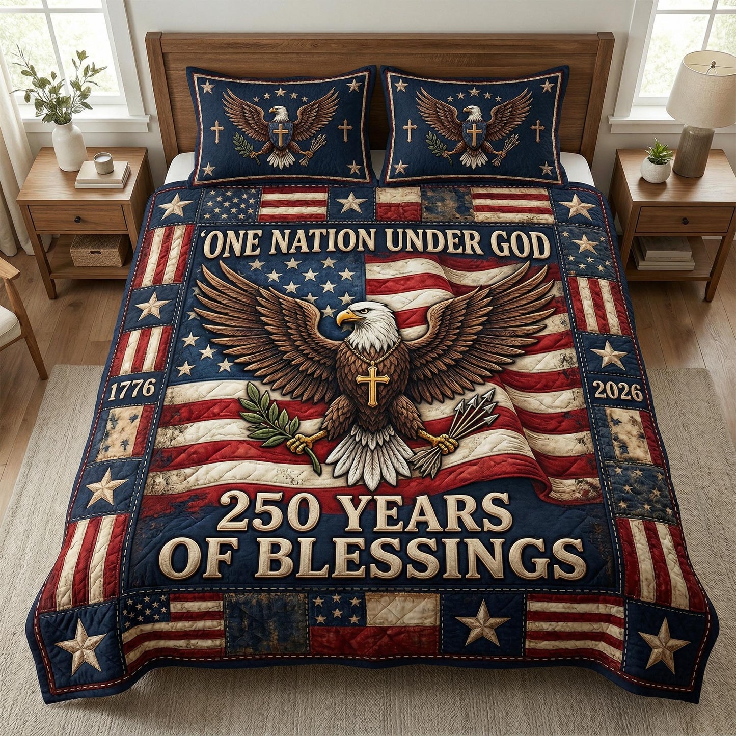 Eagle Pride 3-Piece Quilted Bedding Set - Single (59" x 70")
