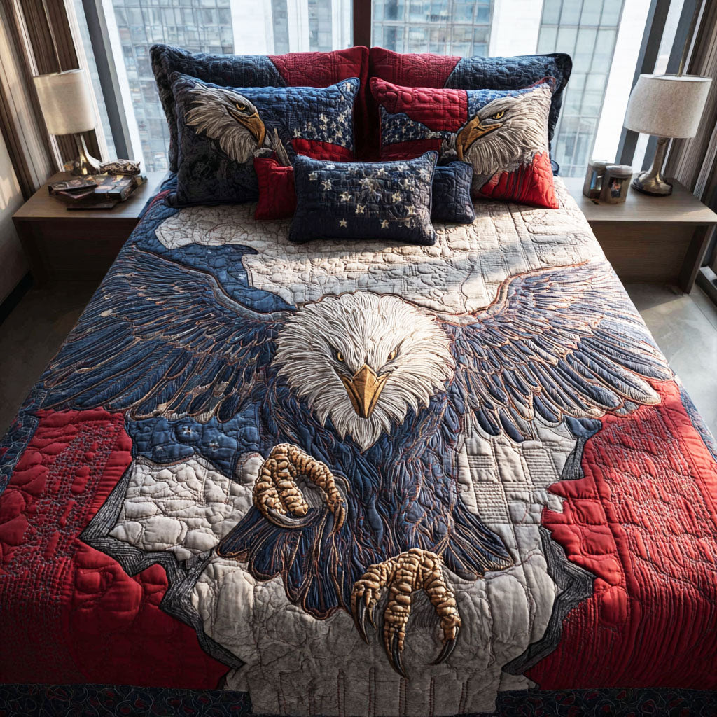 Eagle Stars 3-Piece Quilted Bedding Set - Single (59" x 70")