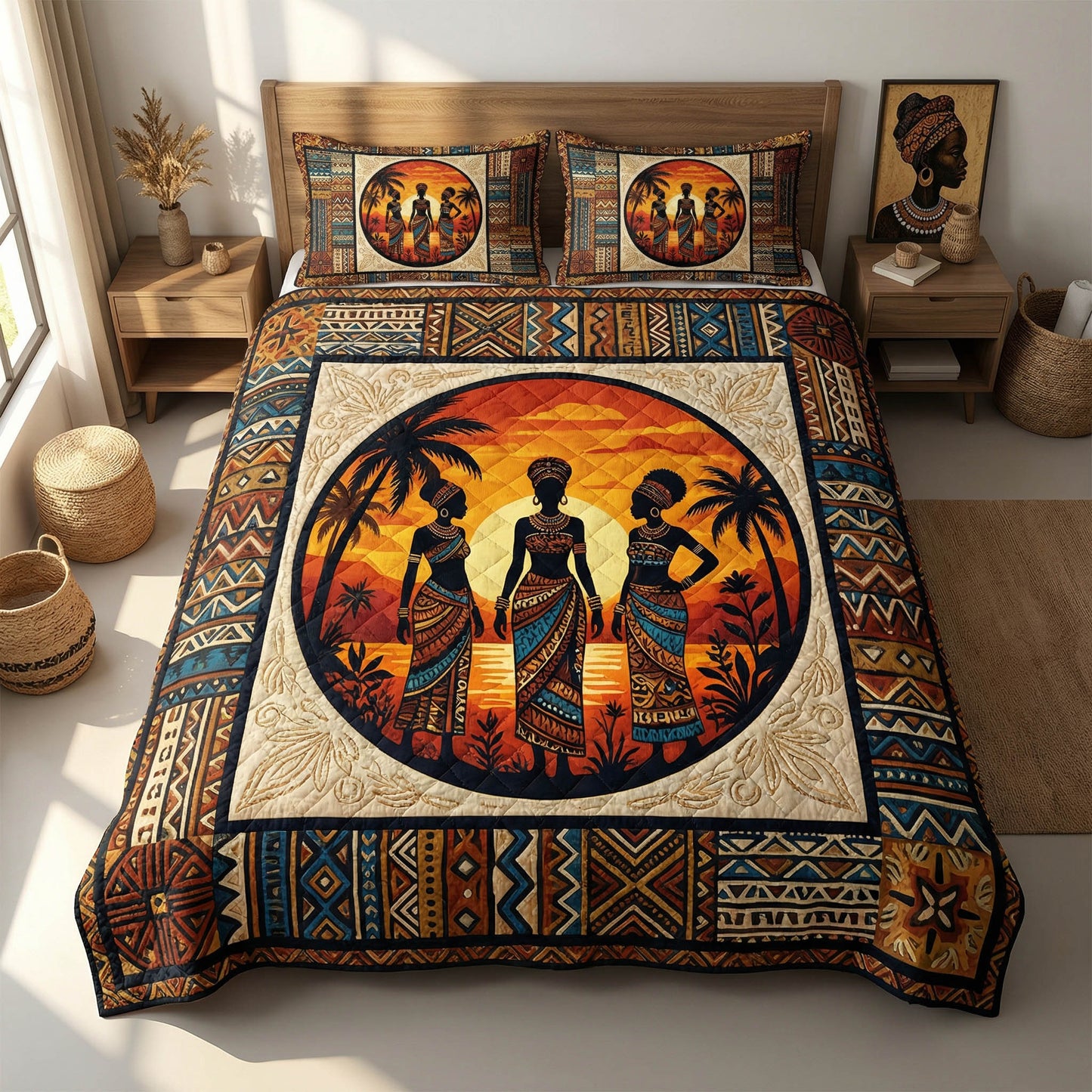 Earth Spirit 3-Piece Quilted Bedding Set - Single (59" x 70")