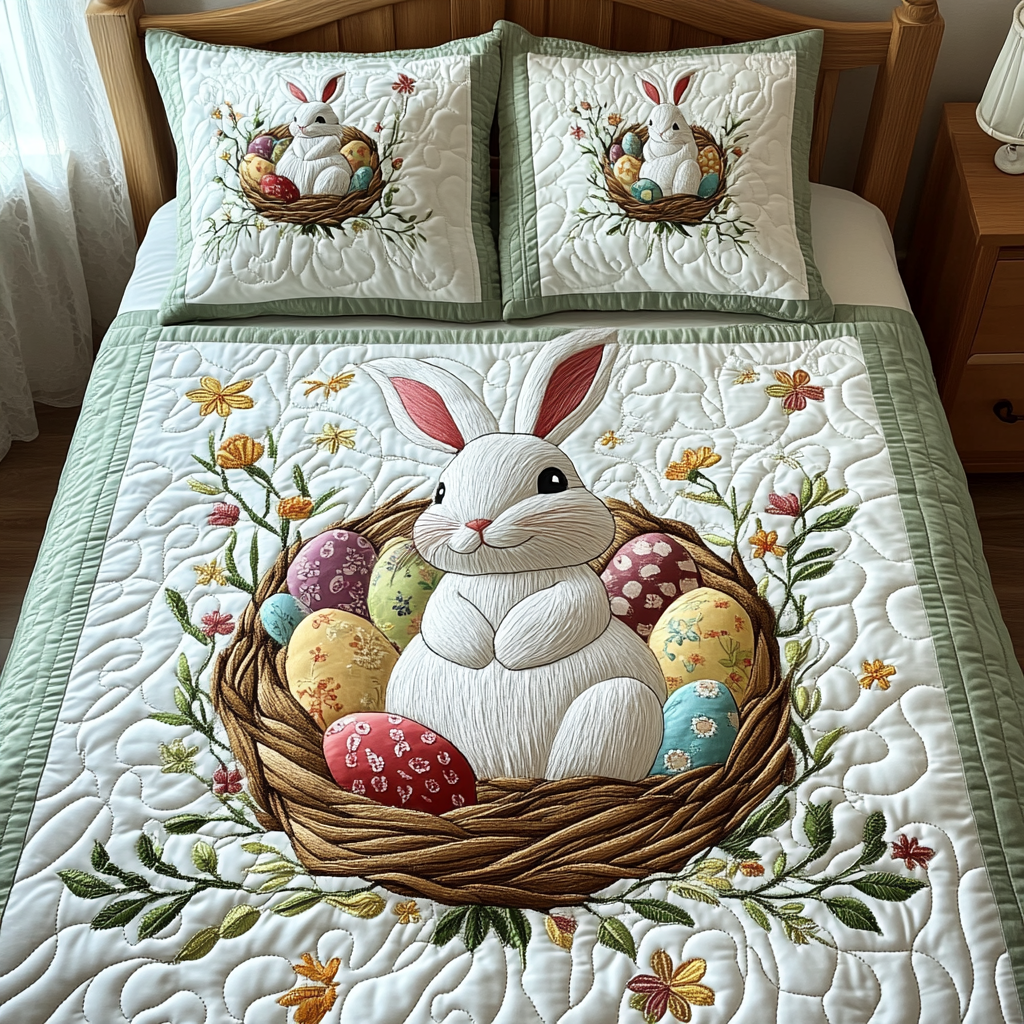 Easter Bunny Quilted Bedding Set - Single (59" x 70")