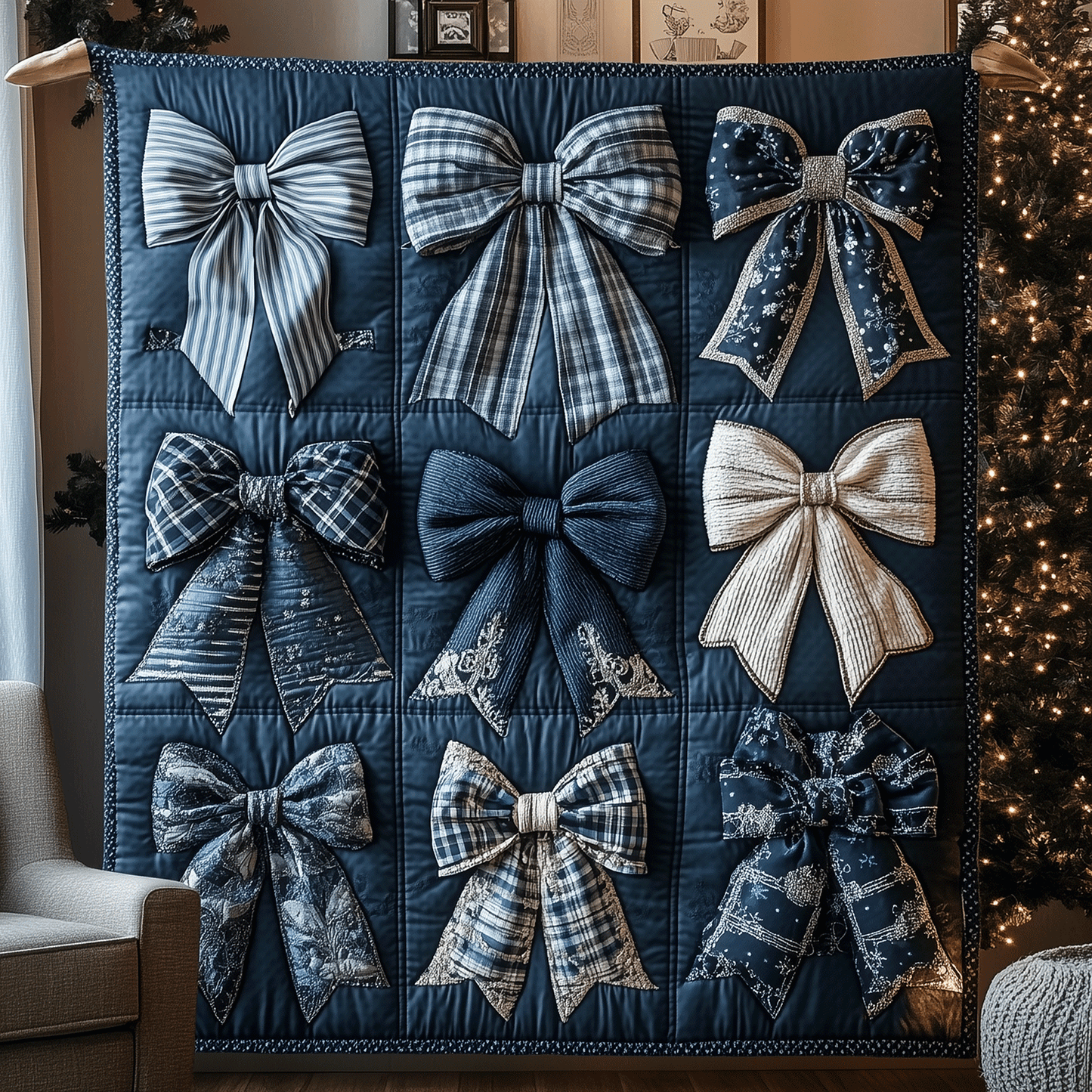 Elegant Festive Ribbon Quilted Blanket - Baby (30" x 40")