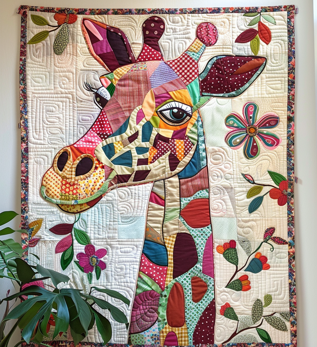 Elegant Giraffe Quilted Blanket - Throw (55" x 60")