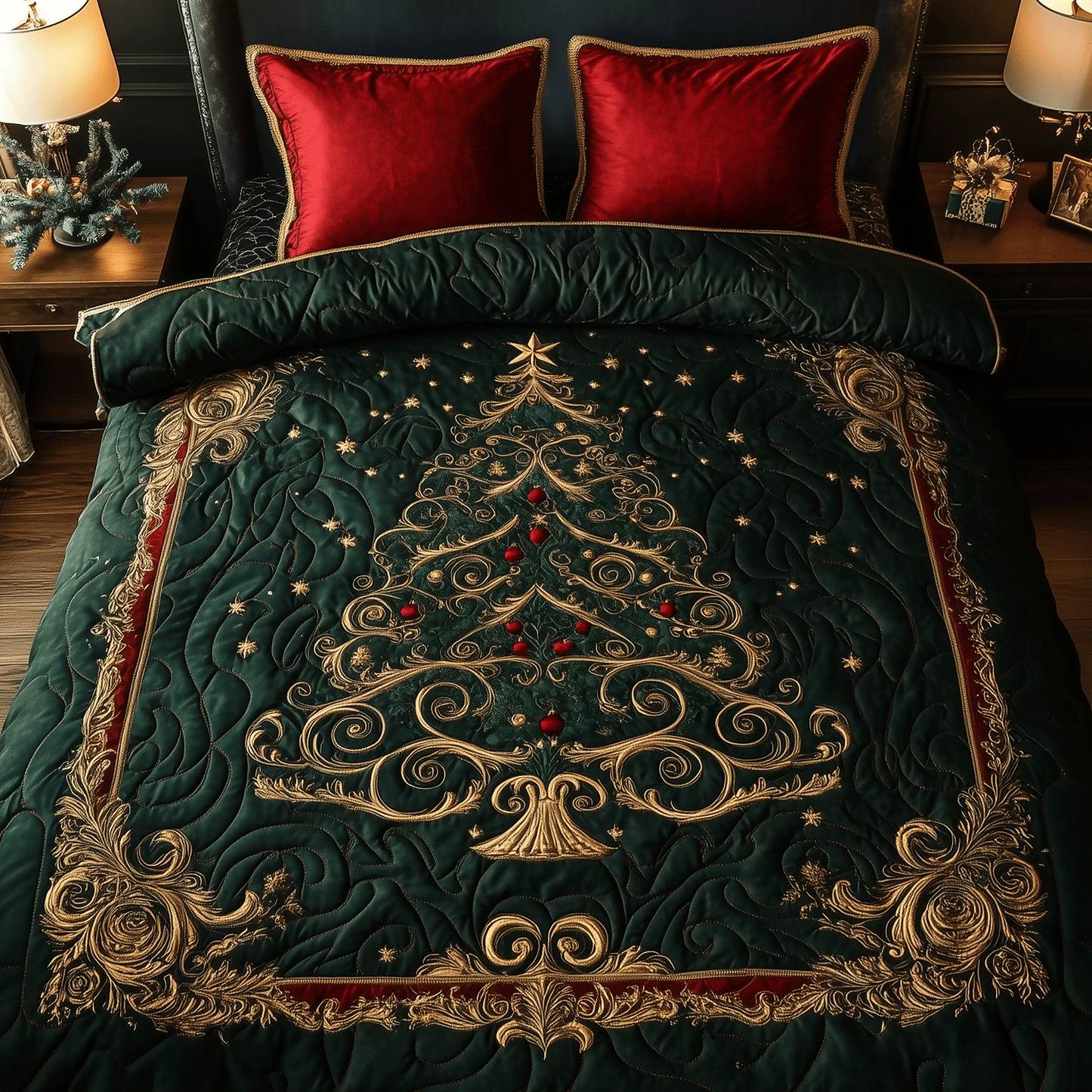 Elegant Yuletide 3-Piece Quilted Bedding Set - Single (59" x 70")