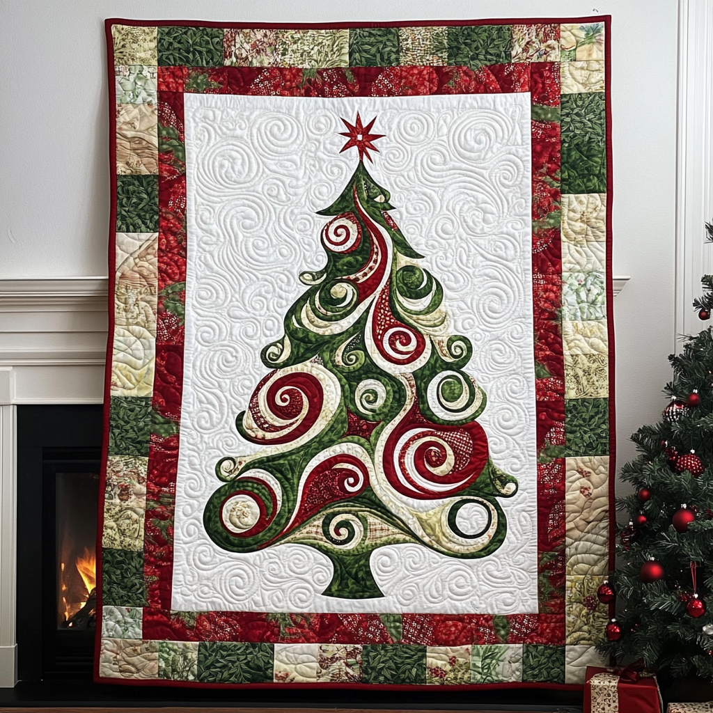 Elegant Christmas Quilted Blanket - Throw (55" x 60")