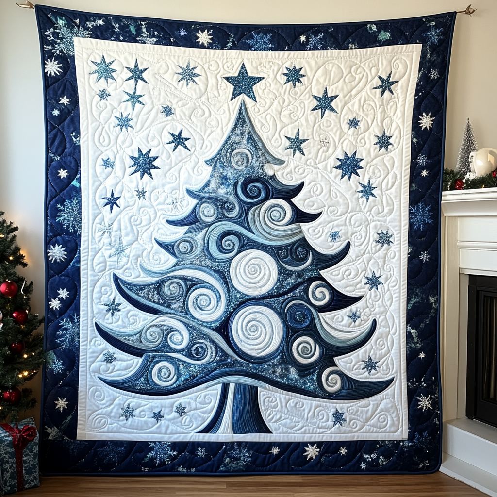Elegant Christmas Tree Quilted Blanket - Throw (55" x 60")
