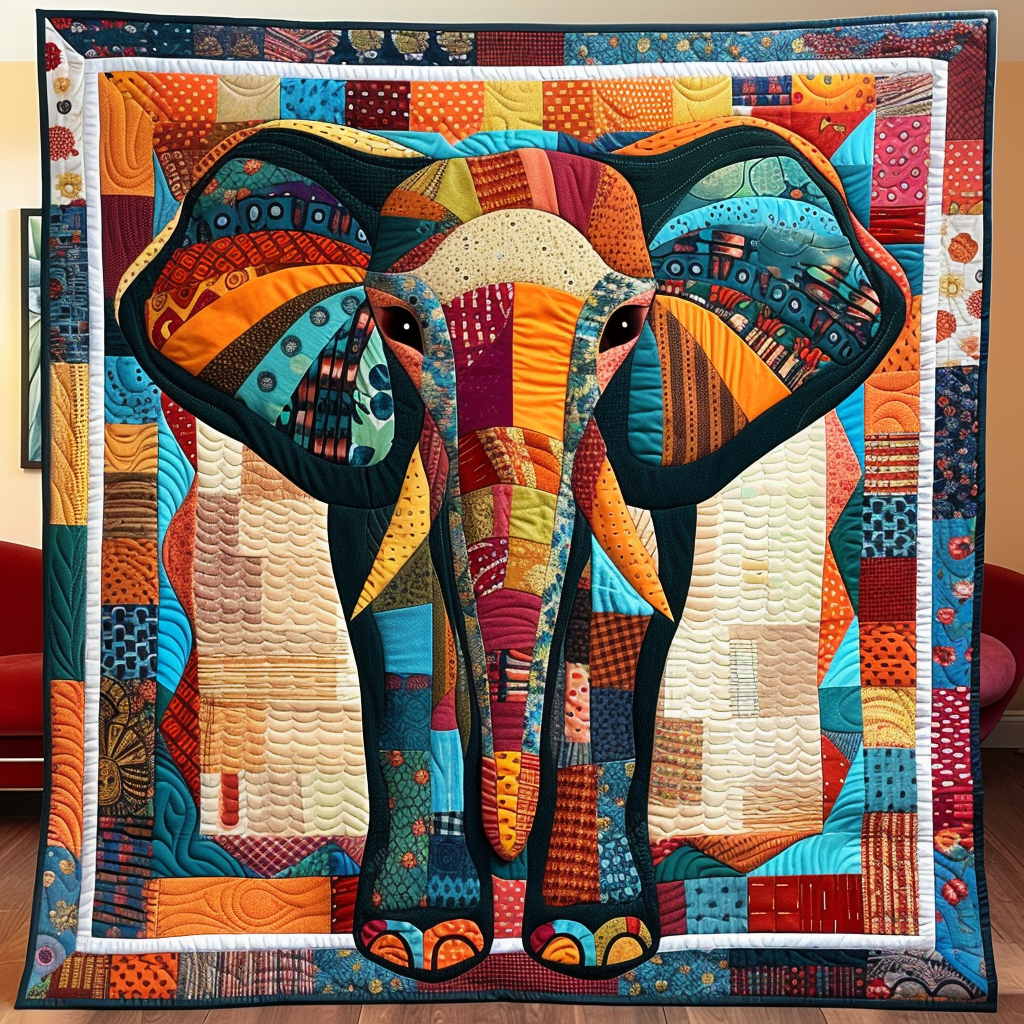 Elephant Adventure Quilted Blanket - Throw (55" x 60")