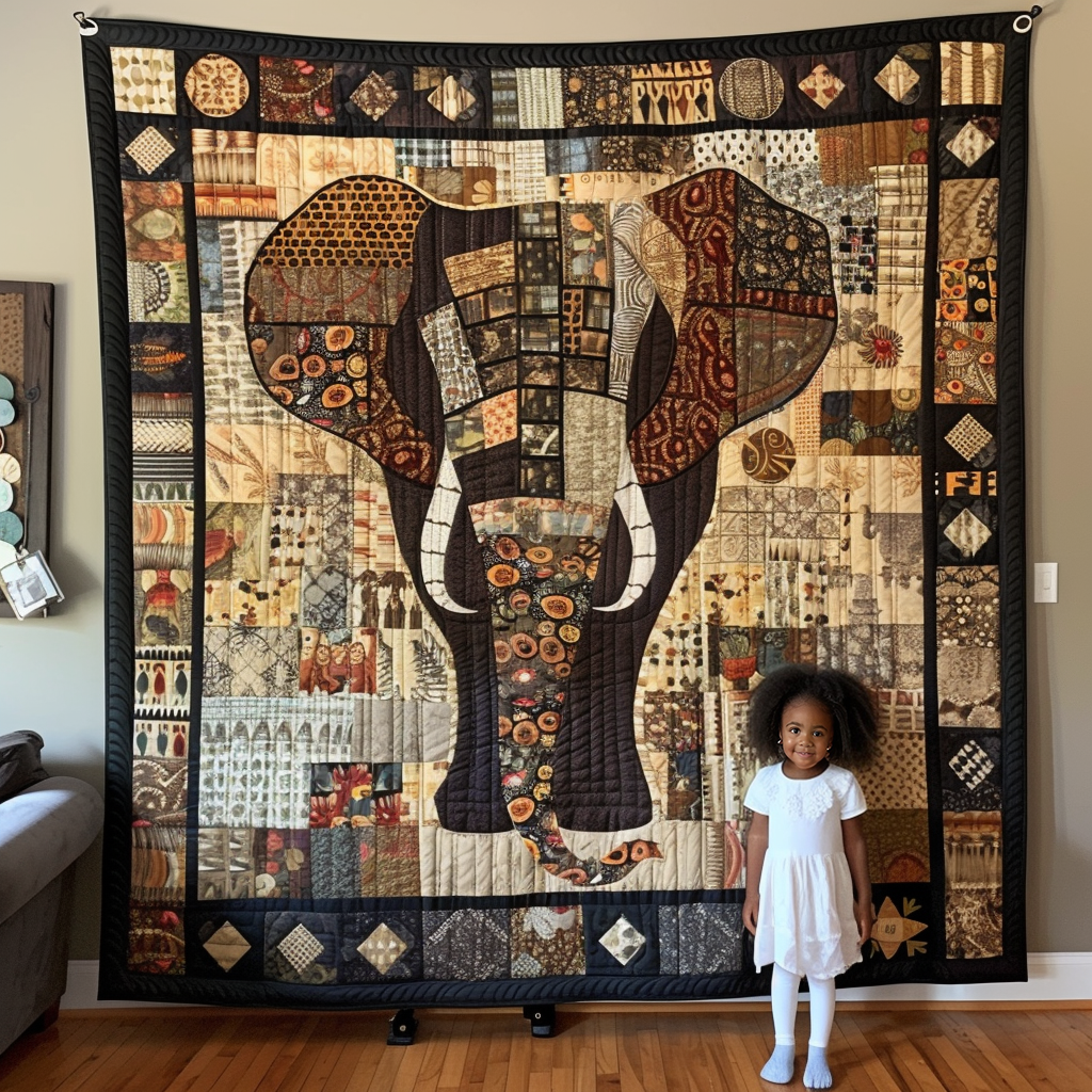 Elephant Forest Quilted Blanket - Throw (55" x 60")