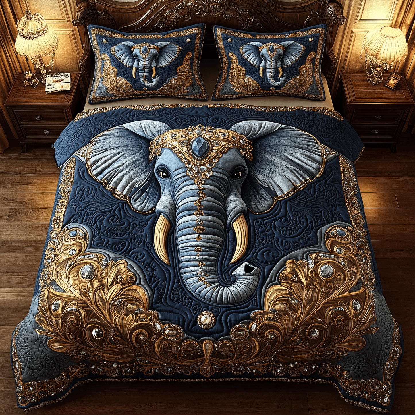 Elephant Heritage 3-Piece Quilted Bedding Set - Single (59" x 70")