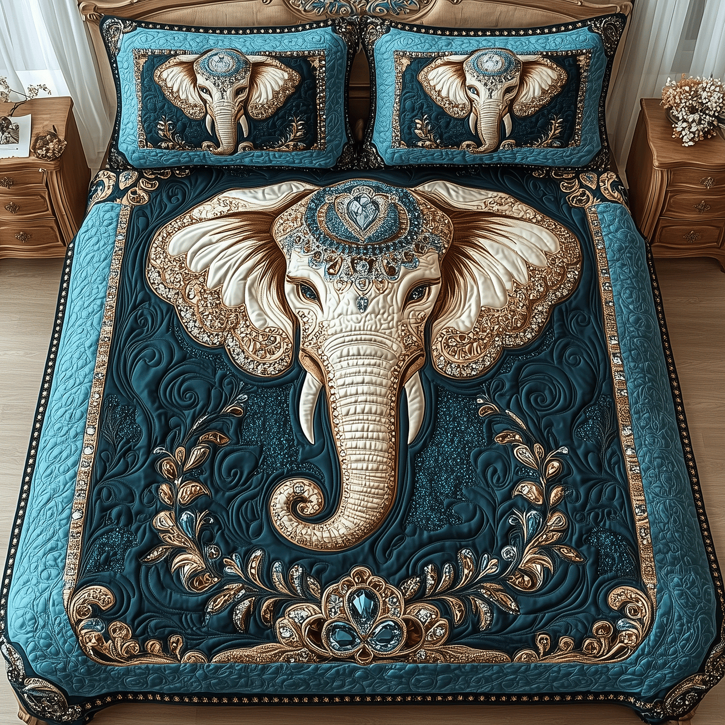 Elephant King Haven 3-Piece Quilted Bedding Set - Single (59" x 70")
