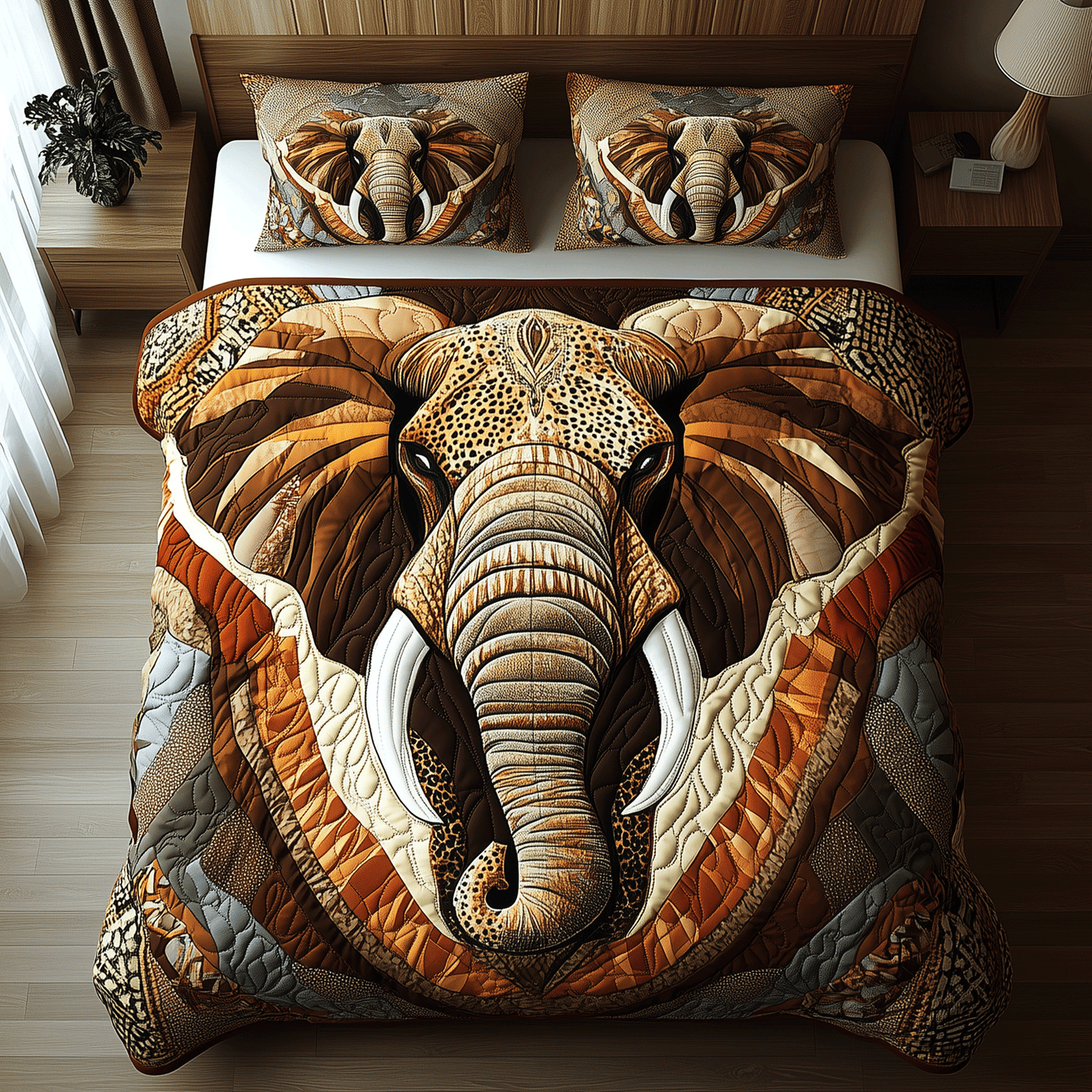 Elephant Parade 3-Piece Quilted Bedding Set - Single (59" x 70")