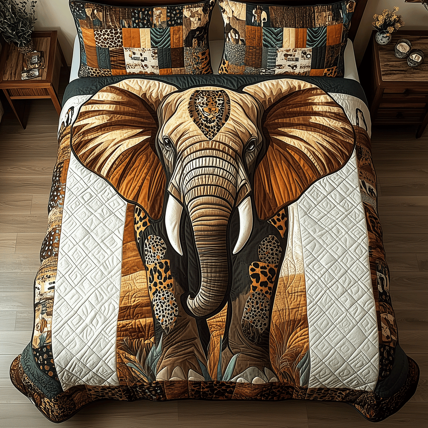 Elephant Serenade 3-Piece Quilted Bedding Set - Single (59" x 70")