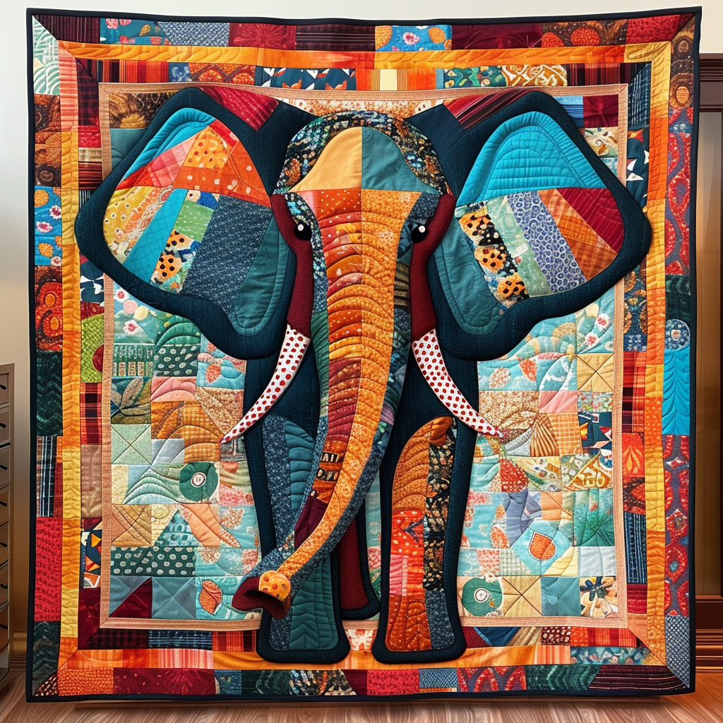 Elephant Spectrum Quilted Blanket - Throw (55" x 60")