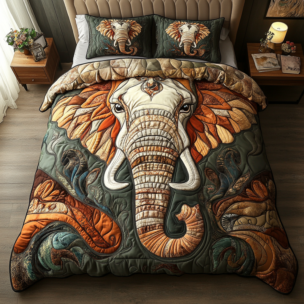 Elephant Dream 3-Piece Quilted Bedding Set - Single (59" x 70")