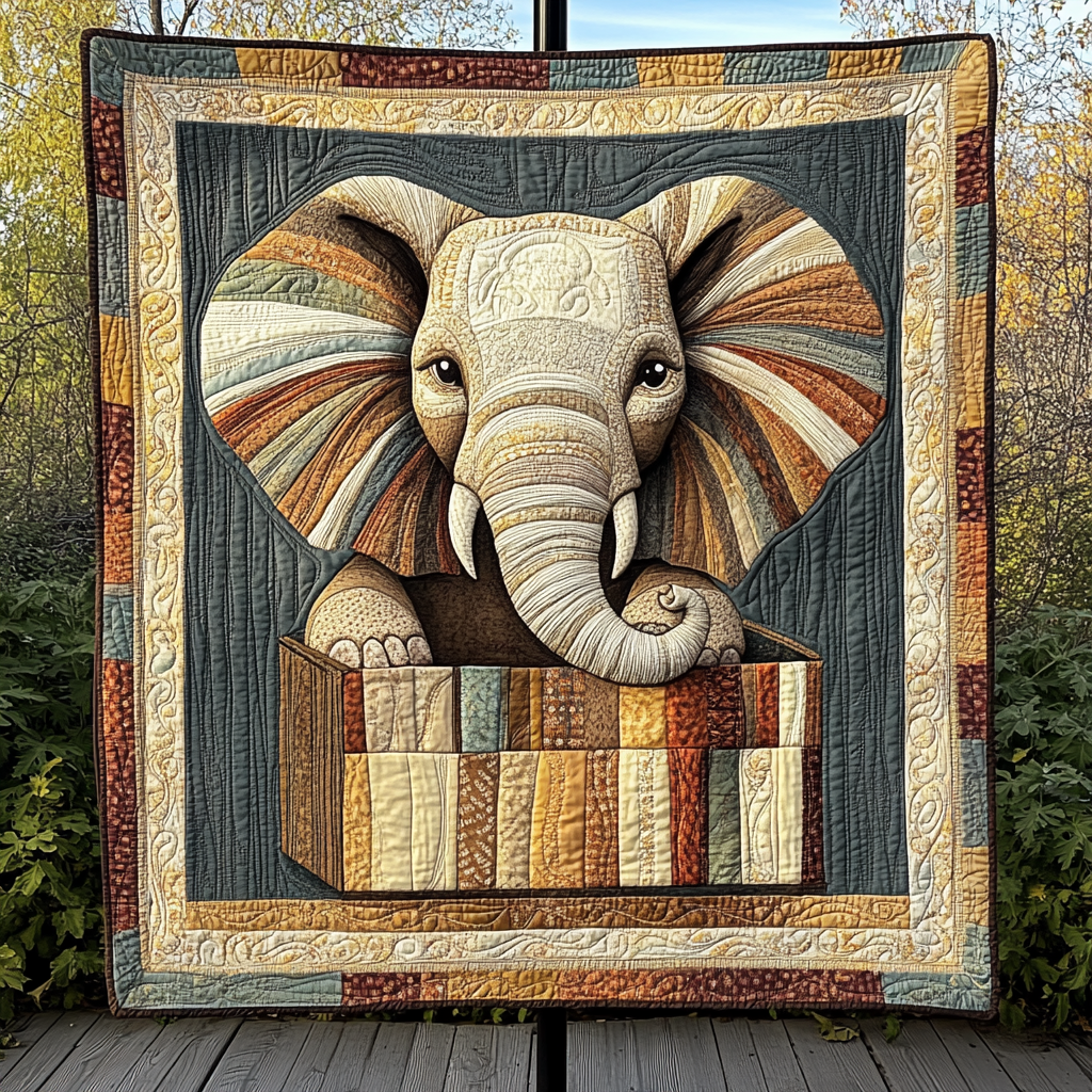 Elephant Dreamscape Quilted Blanket - Throw (55" x 60")