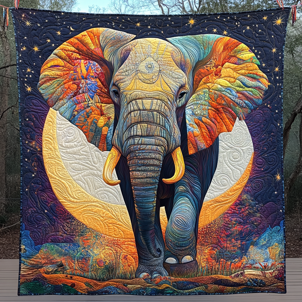 Elephant Embrace Quilted Blanket - Throw (55" x 60")