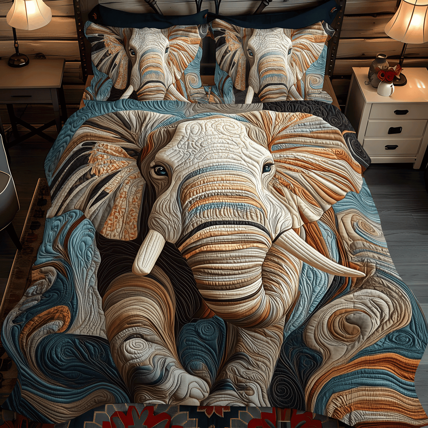 Elephant Grace Quilted Bedding Set - Single (59" x 70")