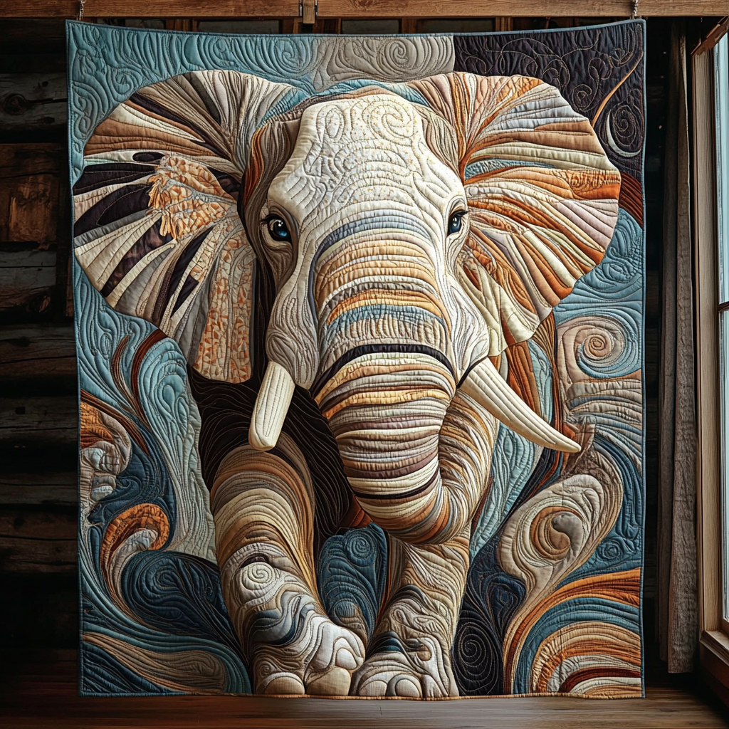 Elephant Grace Quilted Blanket - Throw (55" x 60")