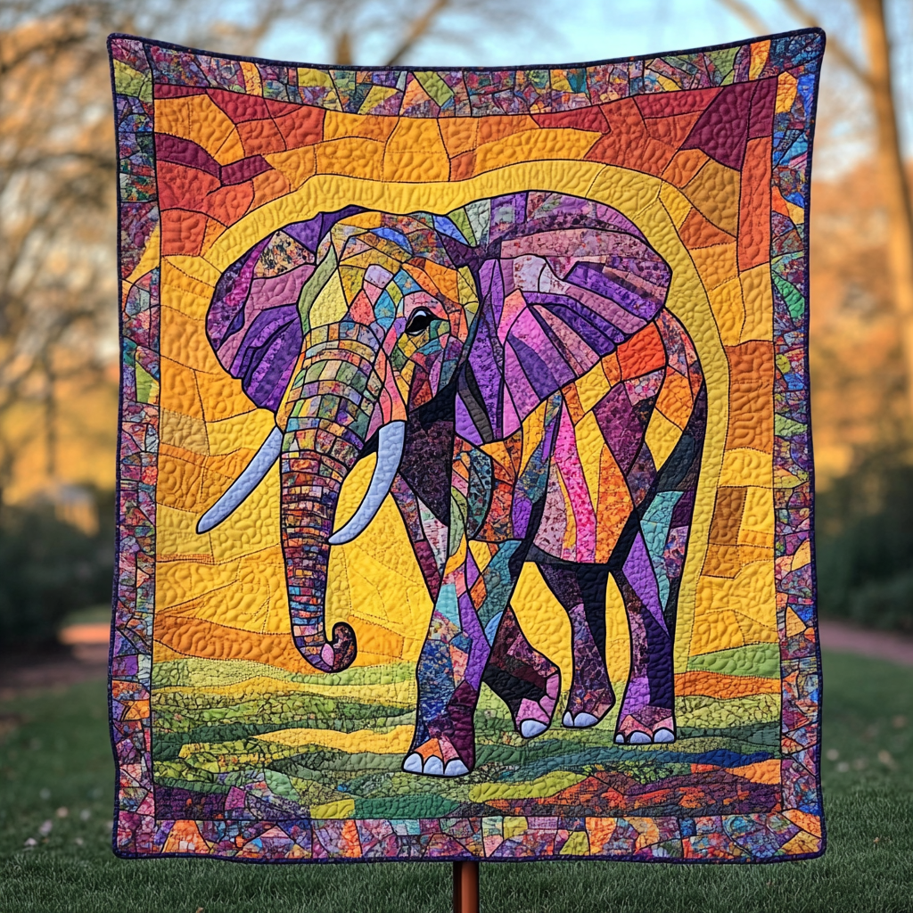Elephant Horizon Quilted Blanket - Throw (55" x 60")