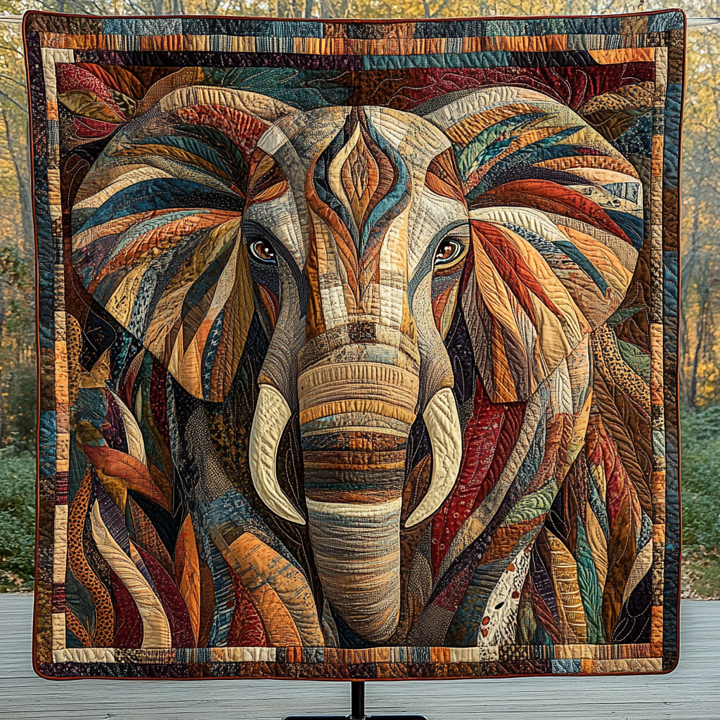 Elephant Oasis Quilted Blanket - Throw (55" x 60")