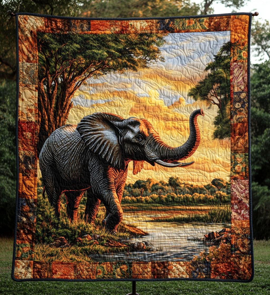 Elephant Odyssey Quilted Blanket - Throw (55" x 60")