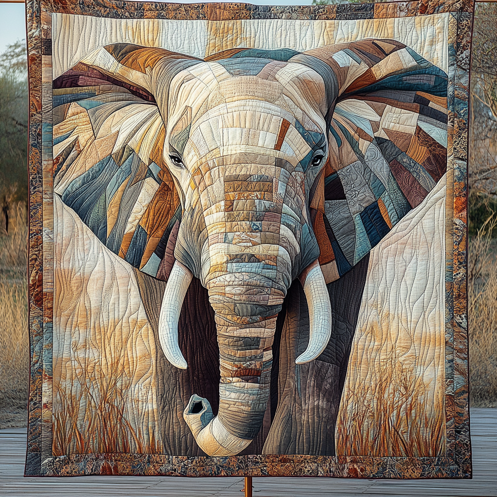Elephant Spirit Guardian Quilted Blanket - Throw (55" x 60")
