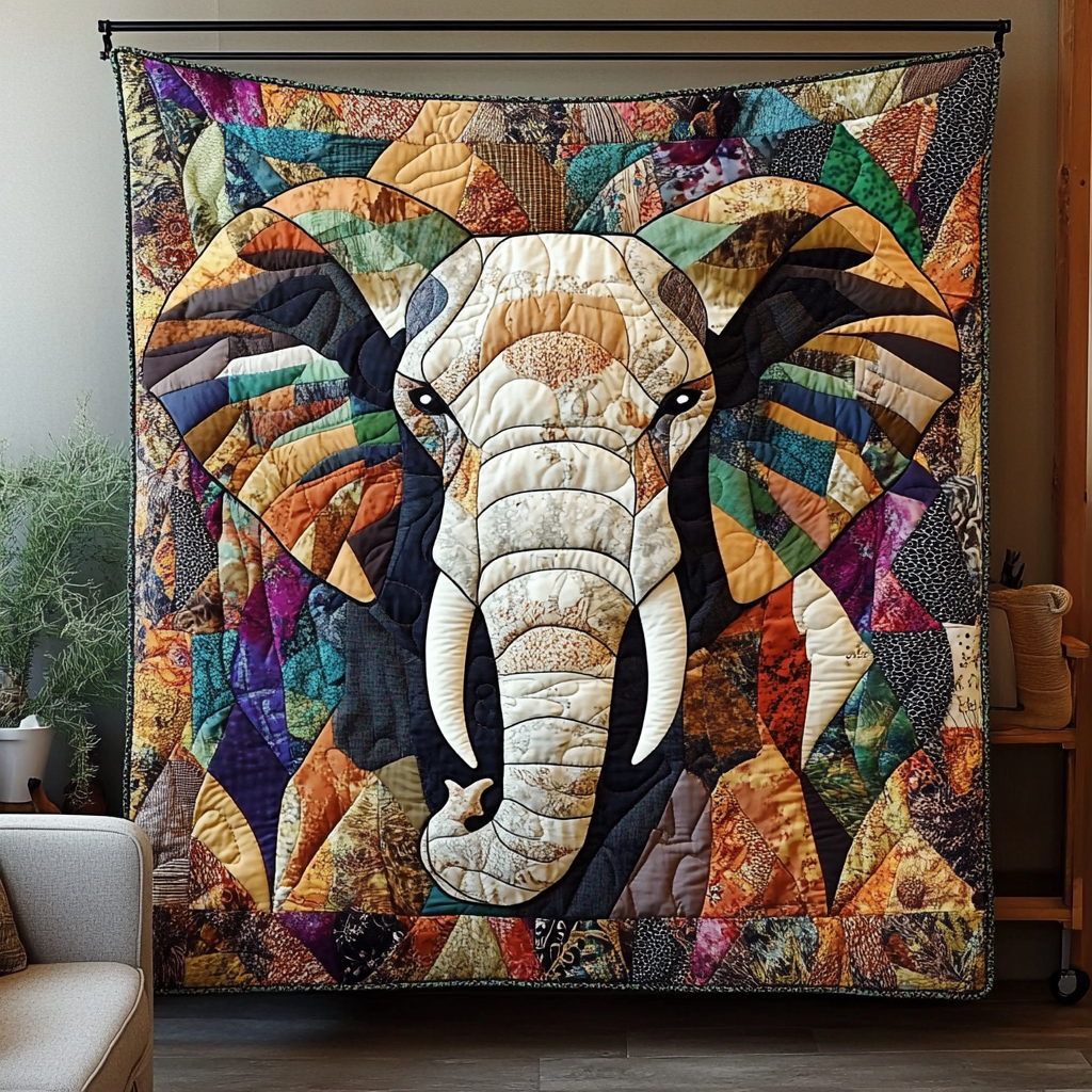 Elephant Spirit Rising Quilted Blanket - Throw (55" x 60")