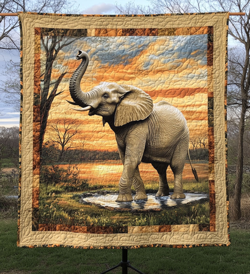 Elephant Whisper Quilted Blanket - Throw (55" x 60")