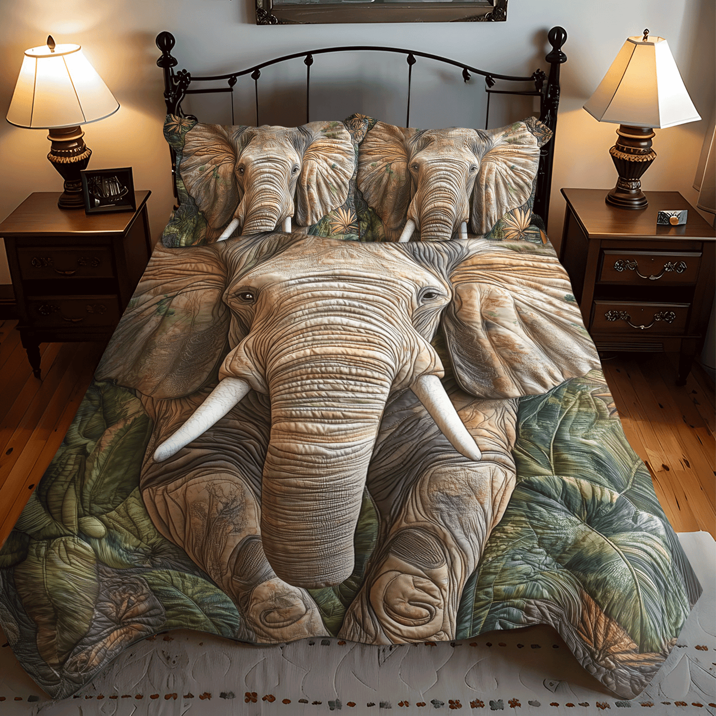 Elephant Wild Whisper Quilted Bedding Set - Single (59" x 70")