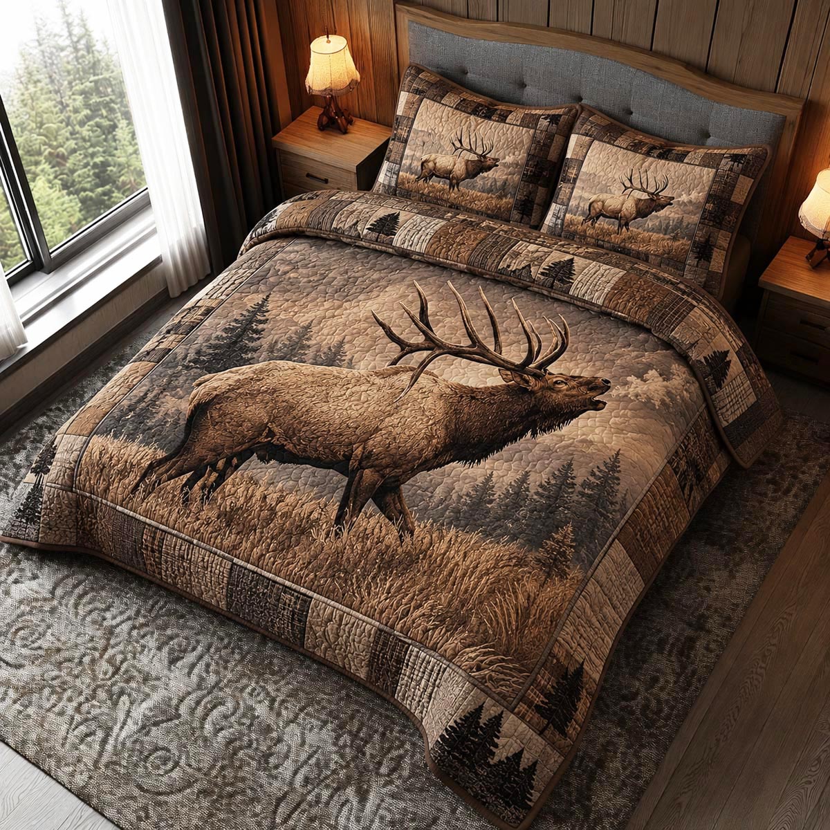 Elk Haven 3-Piece Quilted Bedding Set - Single (59" x 70")