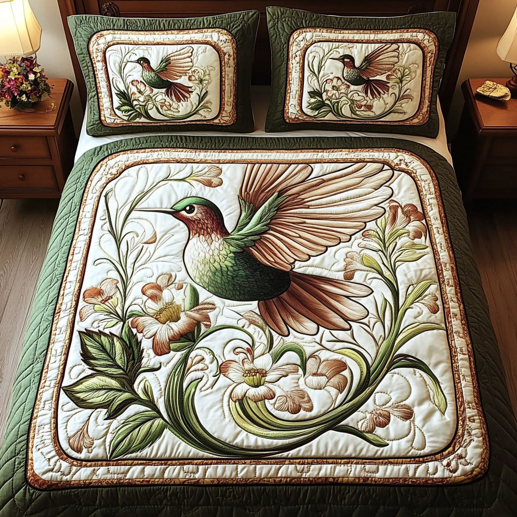 Emerald Flight 3-Piece Quilted Bedding Set - Single (59" x 70")