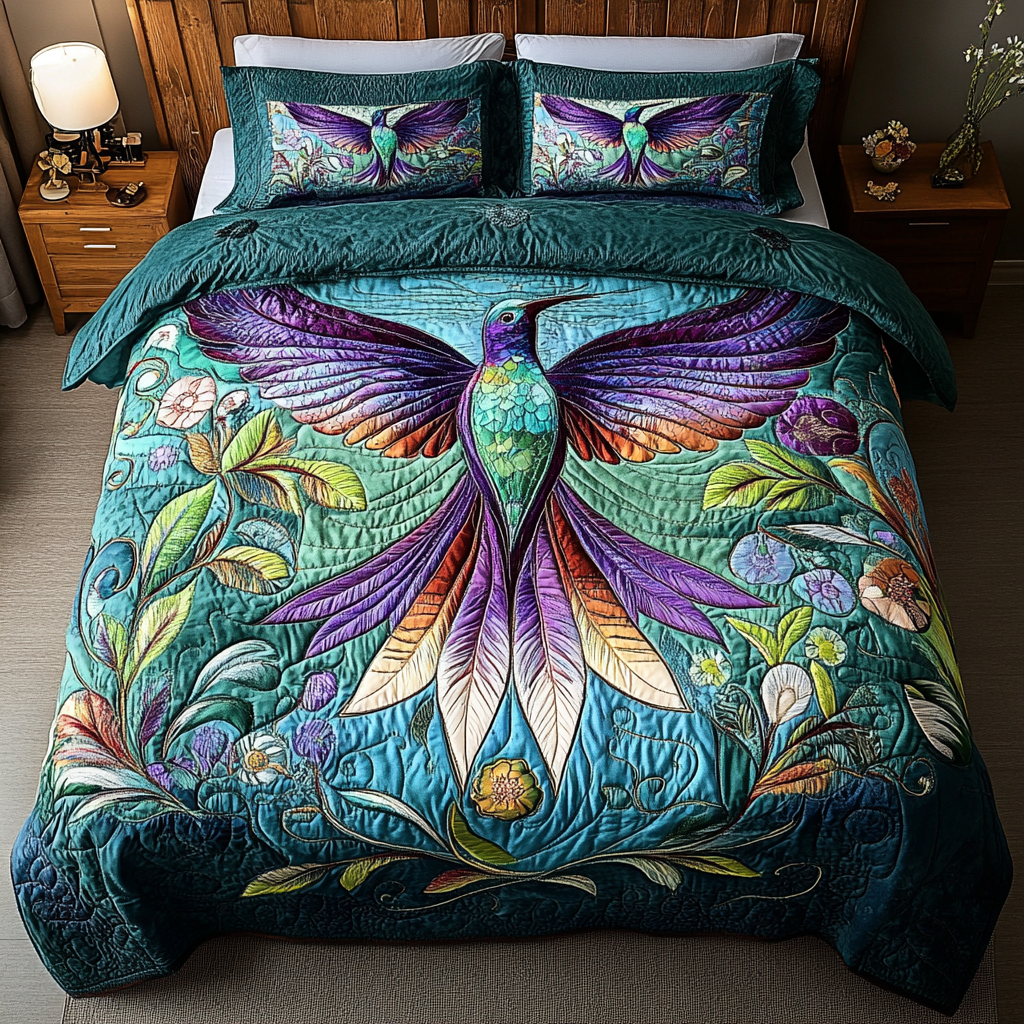 Emerald Hover 3-Piece Quilted Bedding Set - Single (59" x 70")