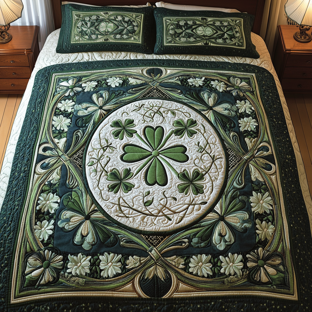 Emerald Luck 3-Piece Quilted Bedding Set - Single (59" x 70")