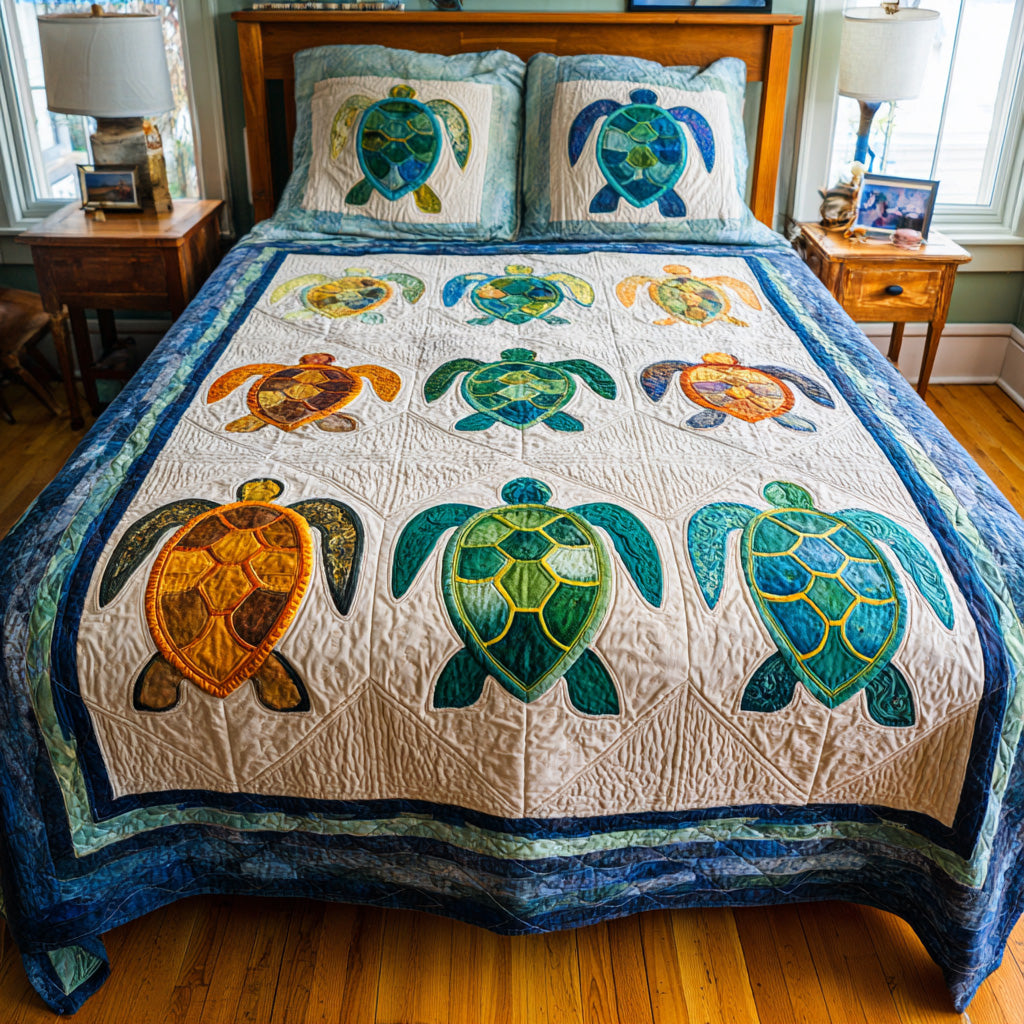 Emerald Turtle Panel Quilted Blanket - Baby (30" x 40") - Pack 1
